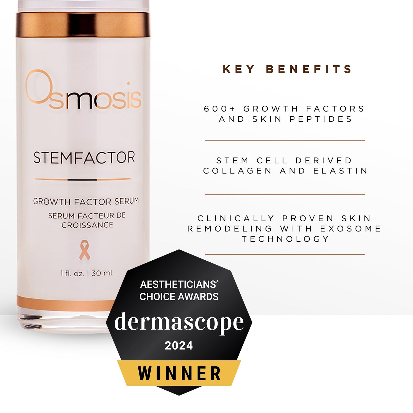 Osmosis StemFactor Growth Factor Exosome Facial Treatment, Age-Defying Skin Renewal, 1 Fl Oz Serum