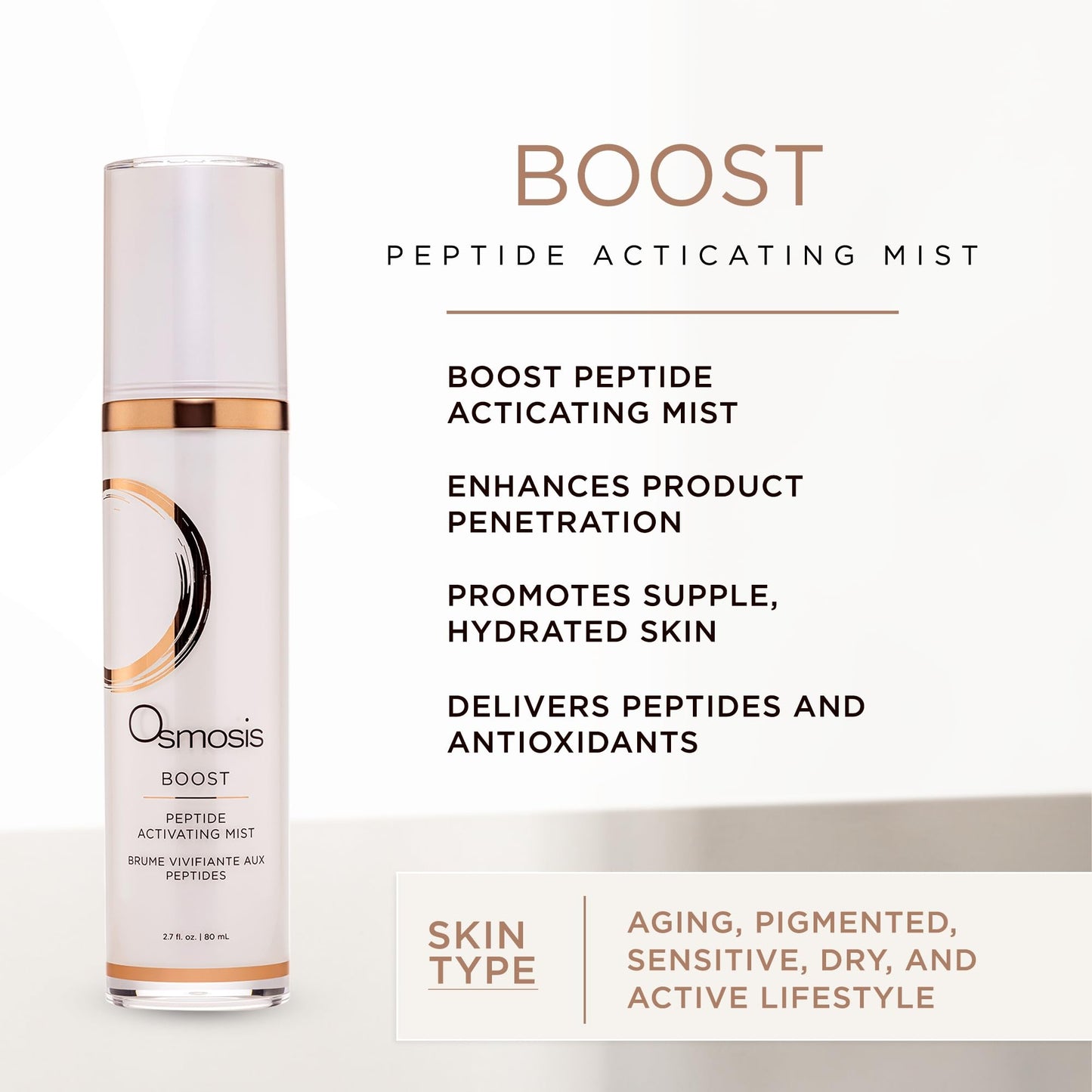 OSMOSIS Boost Peptide Activating Facial Mist for Hydration and Sensitive Skin 2.7 Fl Oz