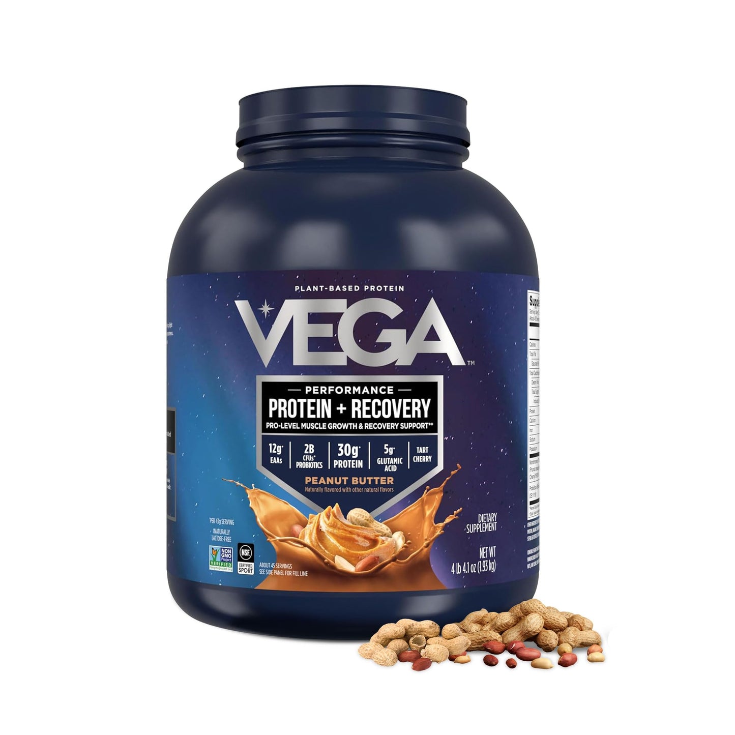 Vega Protein + Recovery, Chocolate – 30g Vegan Protein, Dairy & Gluten Free, Probiotics, NSF Certified, 28.8 oz (19 Servings)