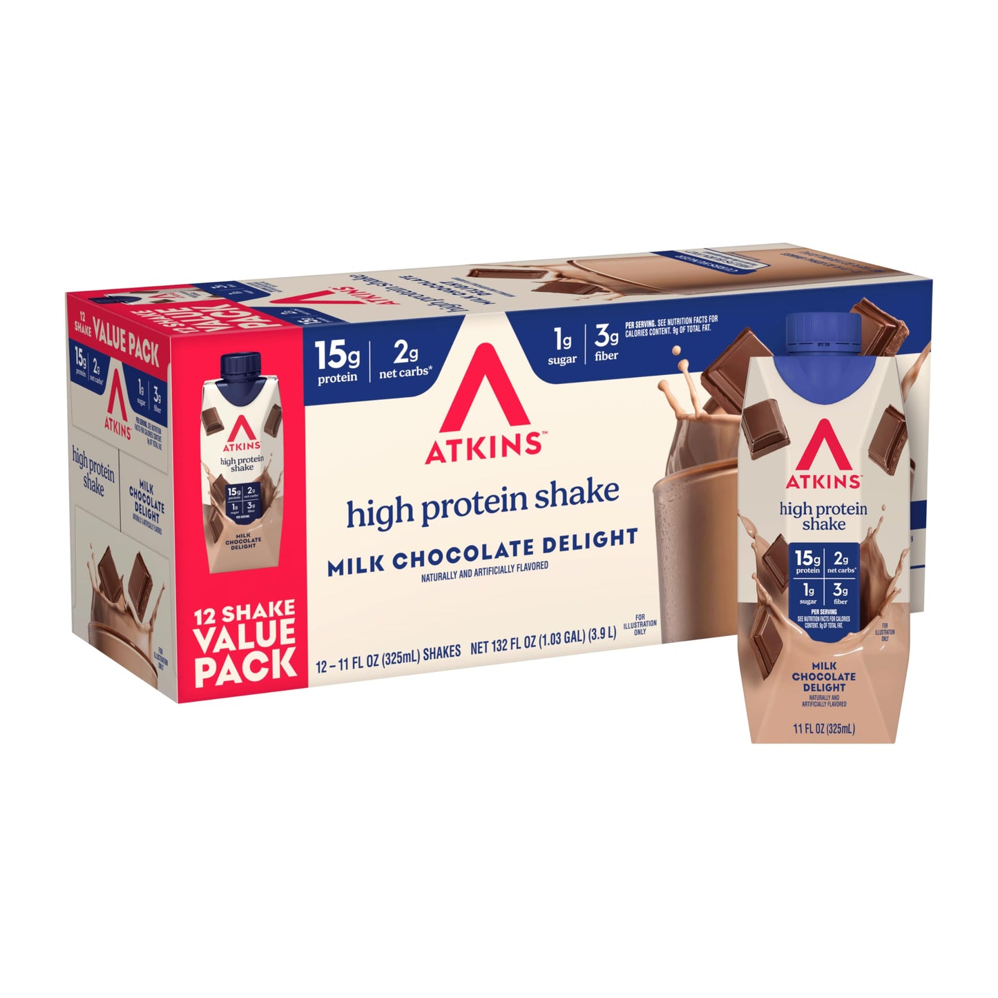 Atkins Dark Chocolate Royale High Protein Shake, 12 Count