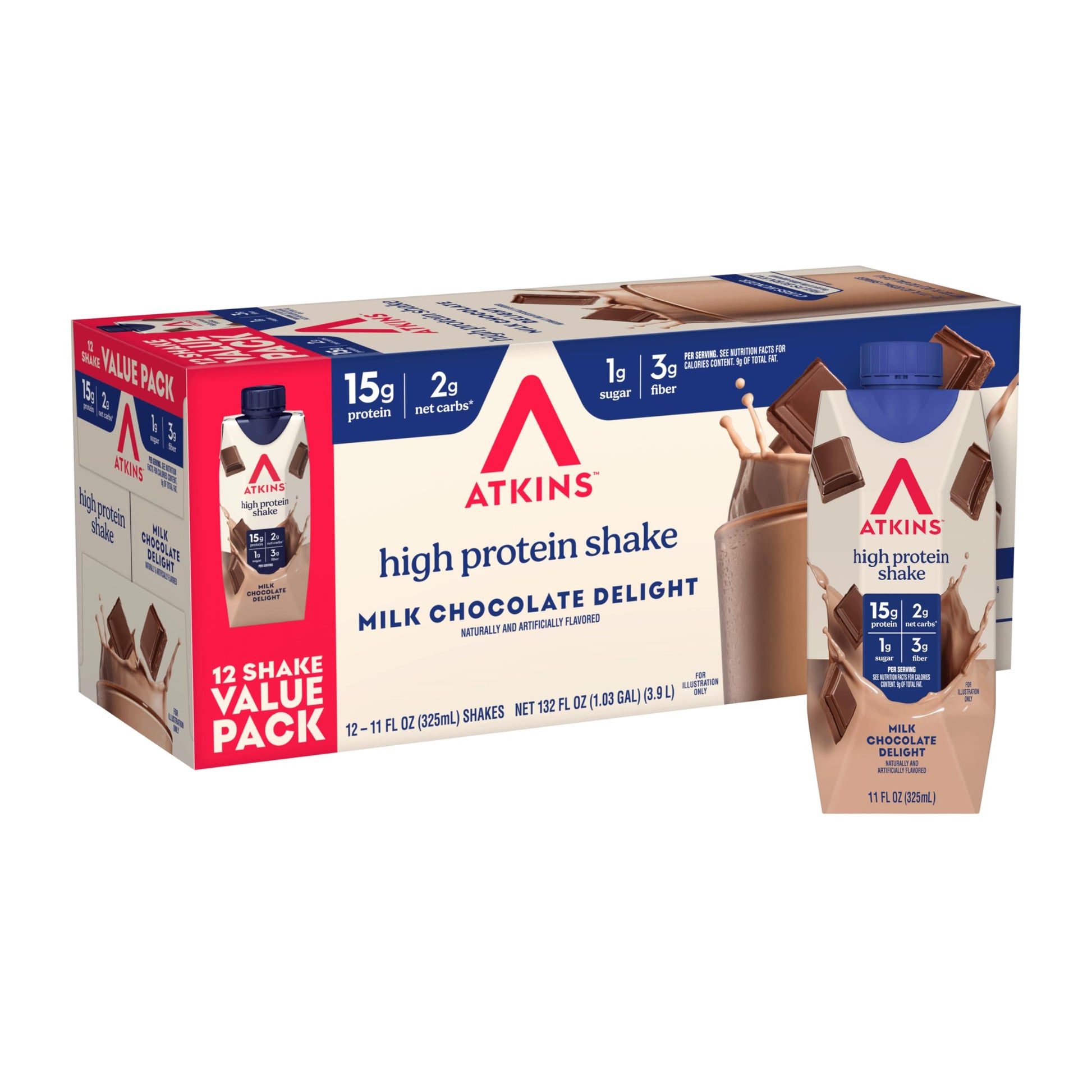 Atkins Dark Chocolate Royale High Protein Shake, 12 Count