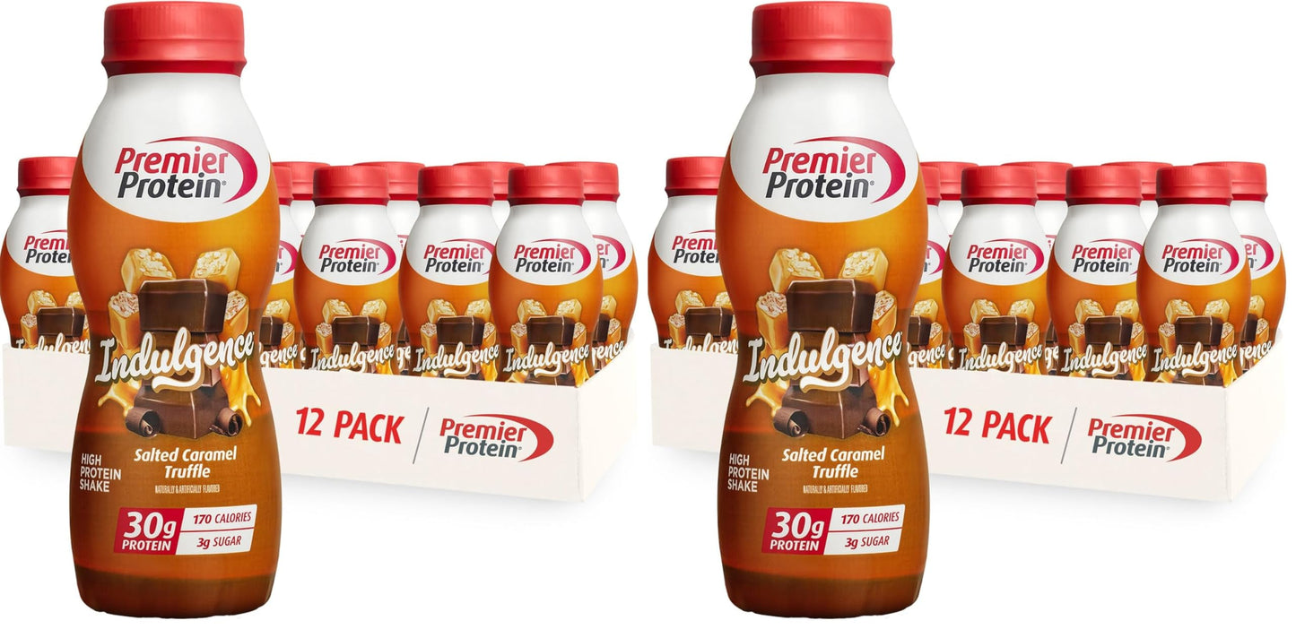 Premier Protein INDULGENCE 30g Shake, Salted Caramel Truffle, 12 Pack | Dessert-Inspired, 170 Calories, 3g Sugar, Supports Muscle Health, Gluten-Free, 11.5 oz (Packaging May Vary)