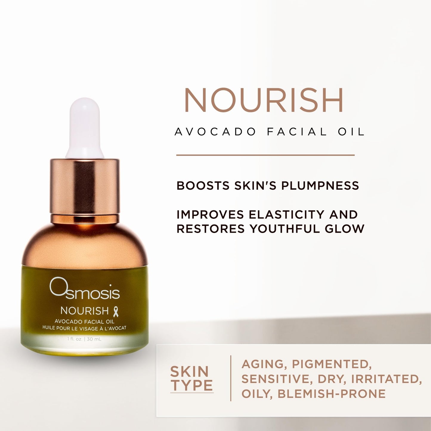 OSMOSIS Nourish Avocado Face Oil for Dry and Sensitive Skin 1 Fl Oz