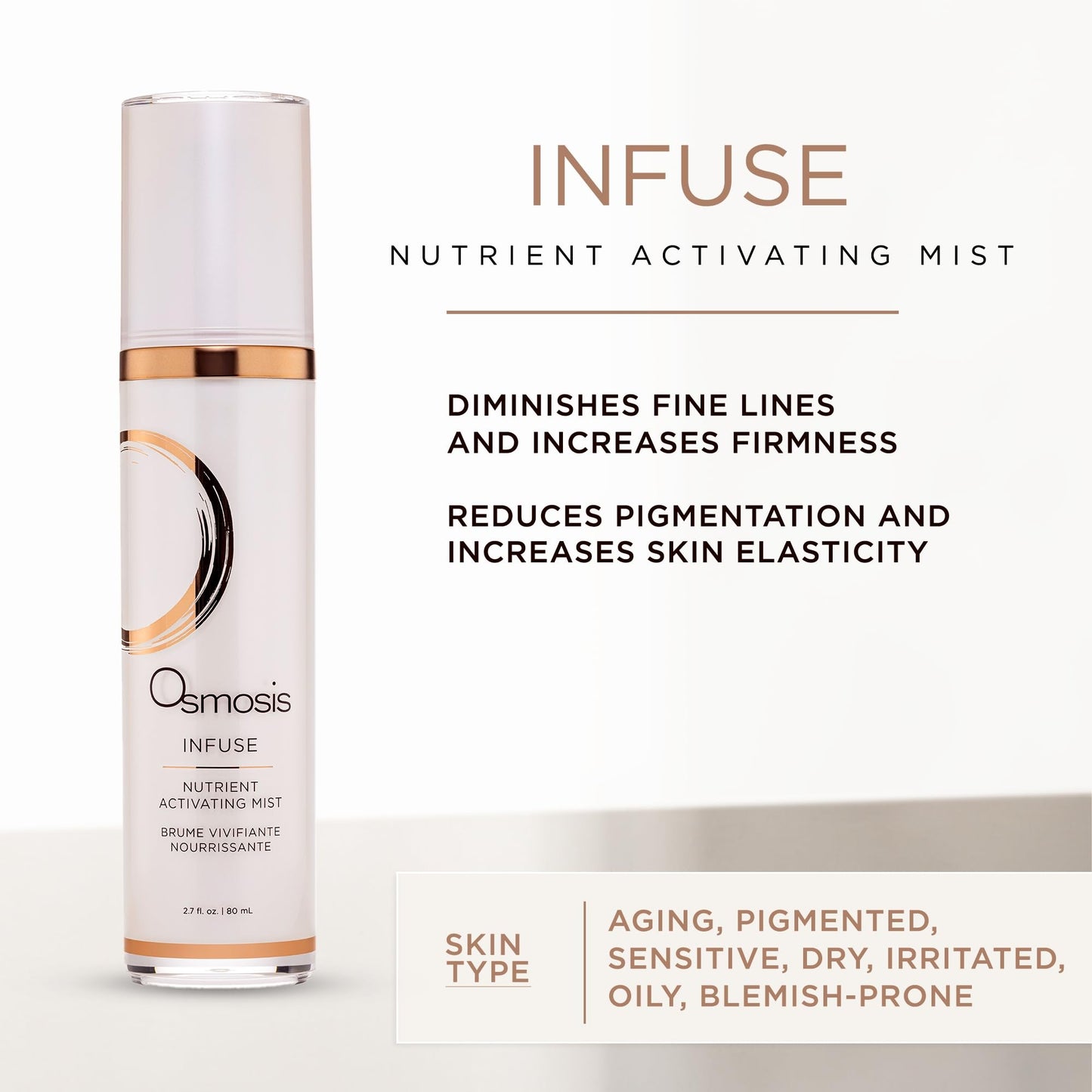 Osmosis Infuse Nutrient Hydrating Facial Mist, Plant-Based Minerals, Smooths, Enhances Product Penetration for All Skin Types, 2.7 Fl Oz