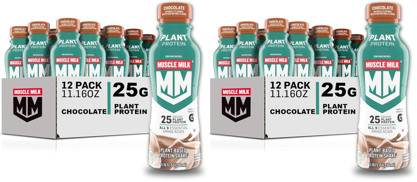 Muscle Milk Plant Based Protein Shake, Vanilla Caramel, 11.16 Fl Oz (Pack of 12)