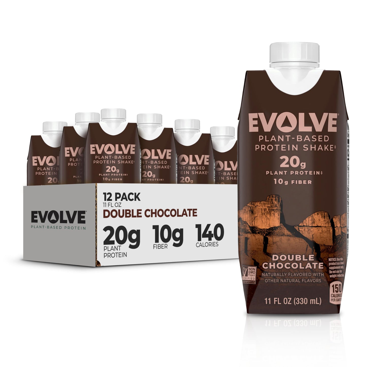 Evolve Plant Based Protein Shake, Vanilla Bean, 20g Vegan Protein, Dairy Free, No Artificial Sweeteners, Non-GMO, 10g Fiber, 11 Fl Oz (Pack of 12) (Formula May Vary)