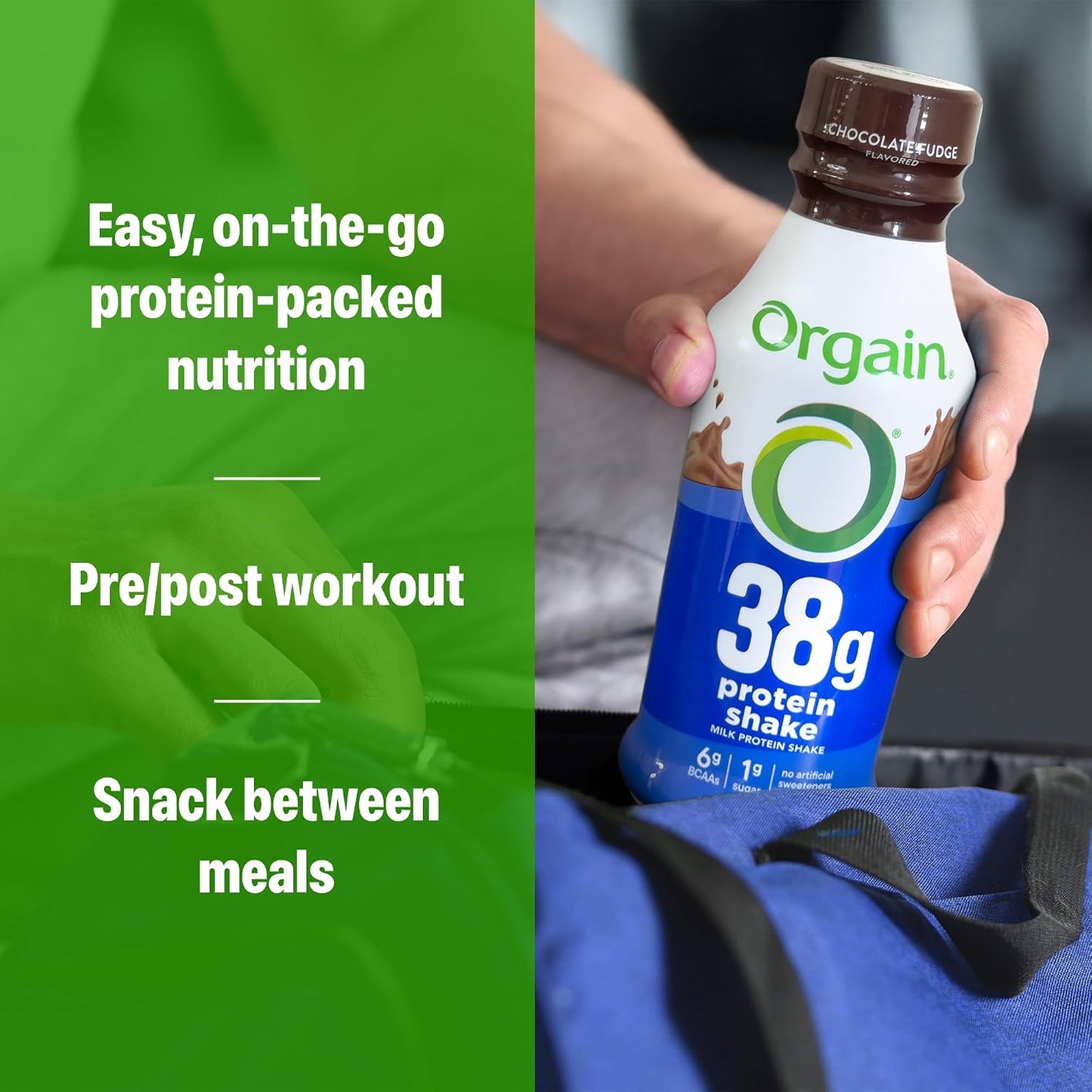 Orgain 38g High Protein Grass-Fed Shake, 6g BCAAs, Chocolate, 14 oz, 12pk | Ready to drink dairy isolate milk protein, meal replacement, 1g sugar per serving, keto friendly, gluten free