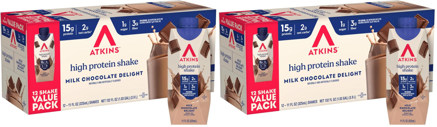 Atkins Dark Chocolate Royale High Protein Shake, 12 Count