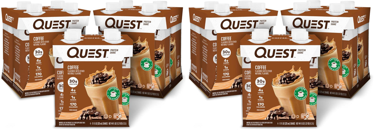 Quest Nutrition Ready to Drink Salted Caramel Protein Shake, 30g Protein, 3g Net Carbs, Gluten Free, Keto Friendly, 11 fl.oz 4 Count(Pack of 6)