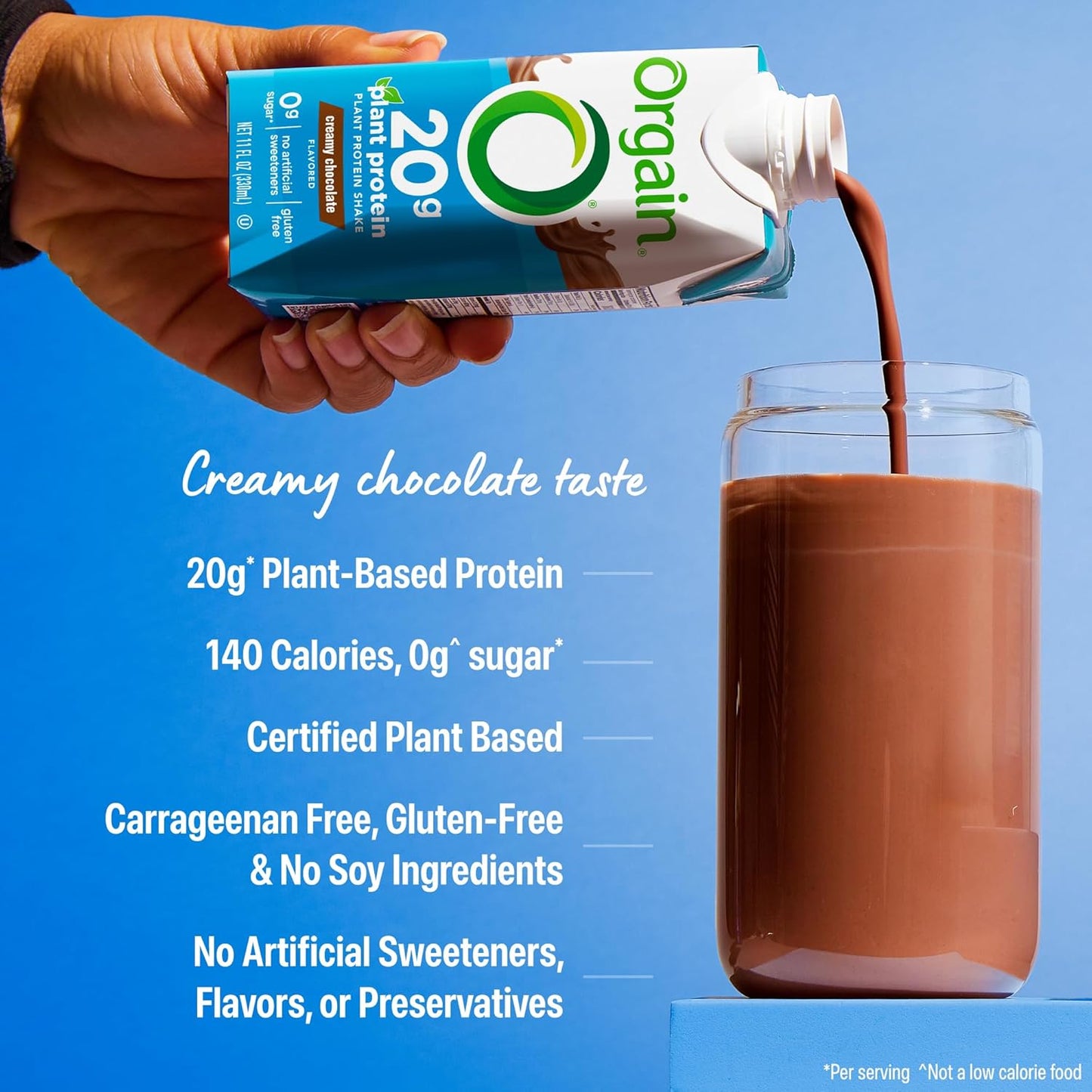 Orgain Organic 20g Vegan High Protein Shake, Chocolate, 11 oz, 12pk | Ready to drink plant based protein, fruits & vegetables, no soy or dairy ingredients, gluten-free, kosher